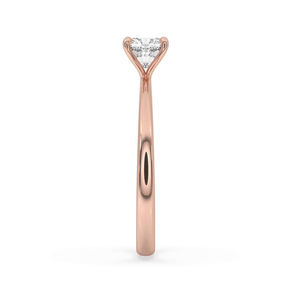 Tapered Shank Ring Solitaire In Rose Gold