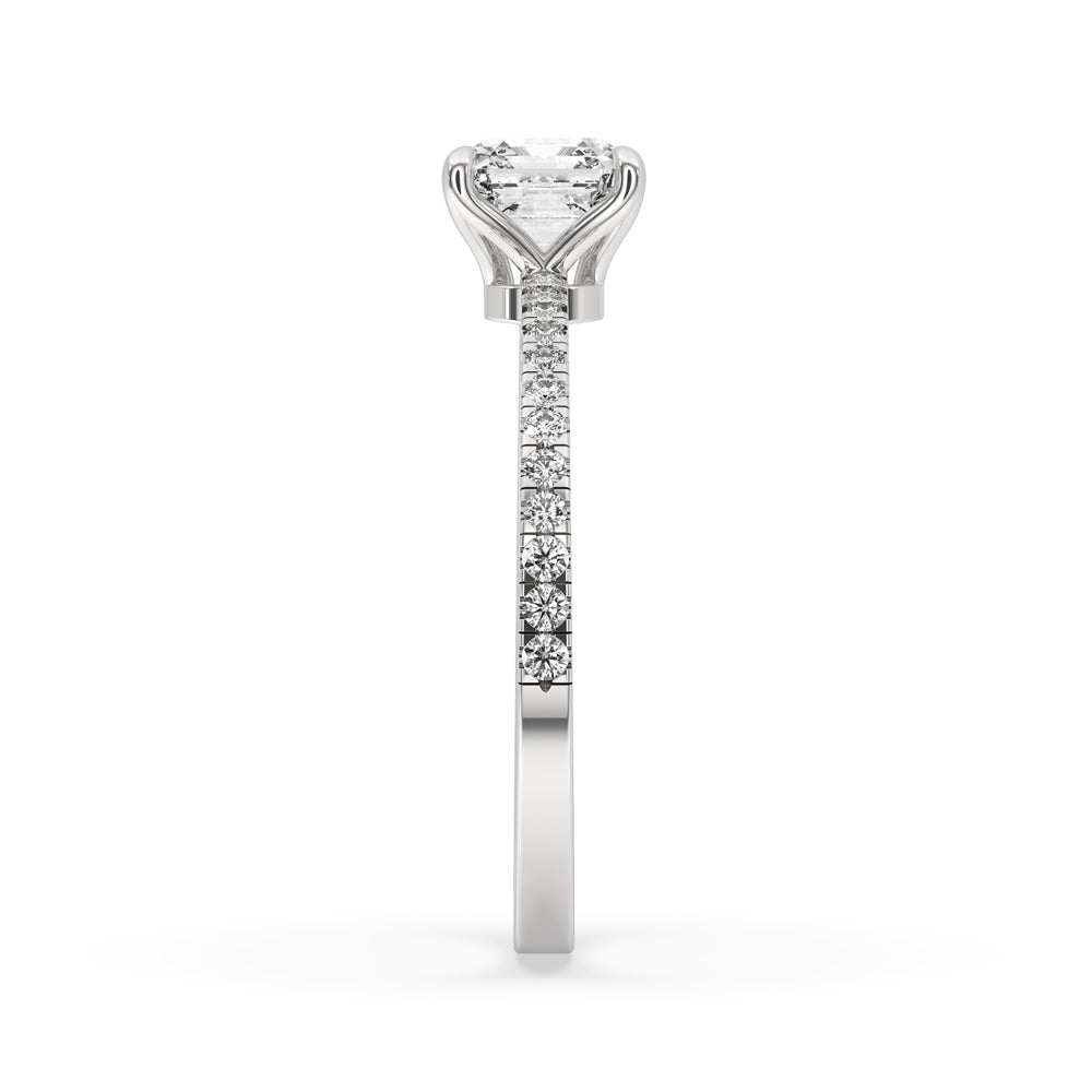 Asscher Cut Diamond Ring In White Gold