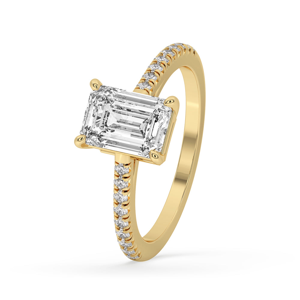 Emerald Cut Pave Engagement Ring