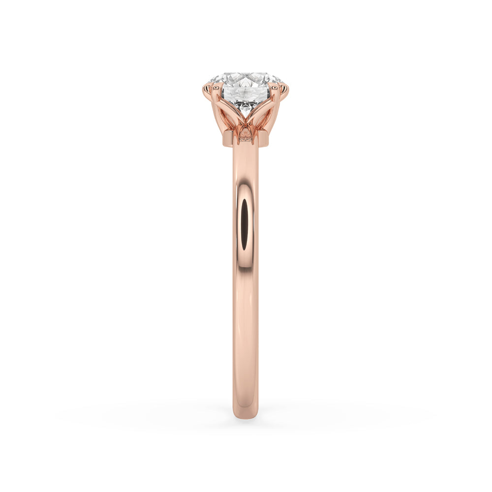 Round Shaped Diamond Solitaire Engagement Ring In Rose Gold