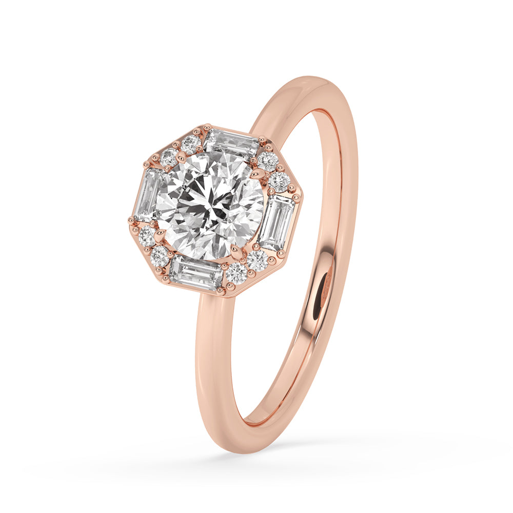 Octagon Halo Diamond Ring