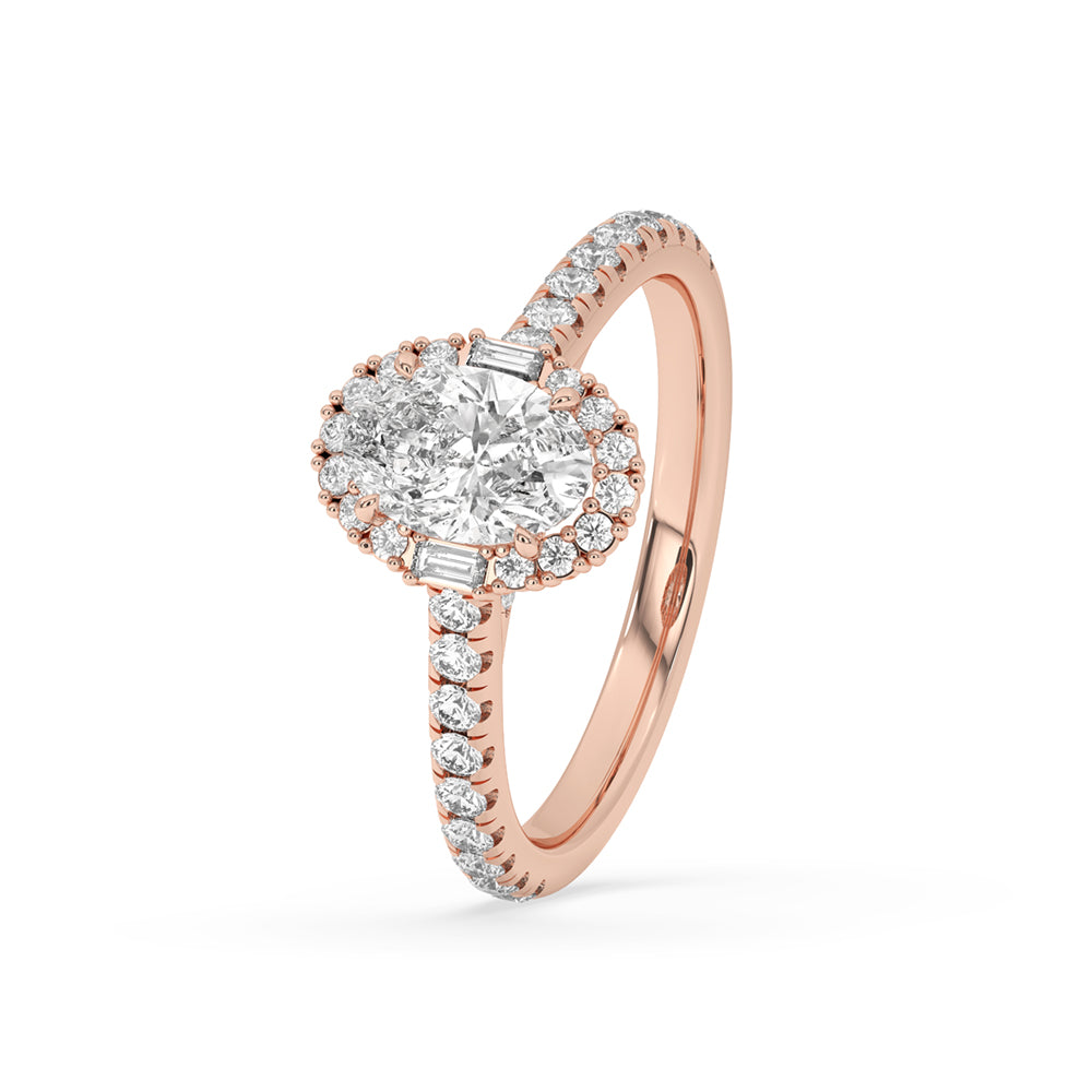 Classic Oval Engagement Ring With Halo In Rose Gold