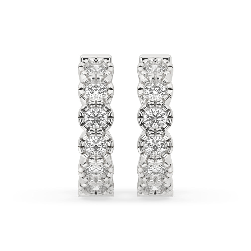 Diamond hoop earrings featuring round cut diamond earrings for women, adding timeless elegance to any outfit.
