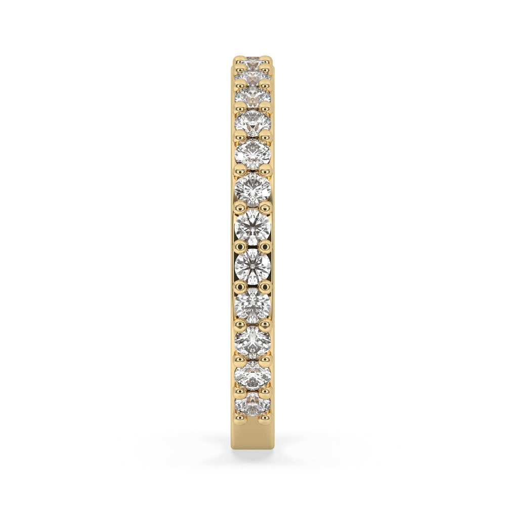 Stunning half eternity diamond band with round-cut stones.
