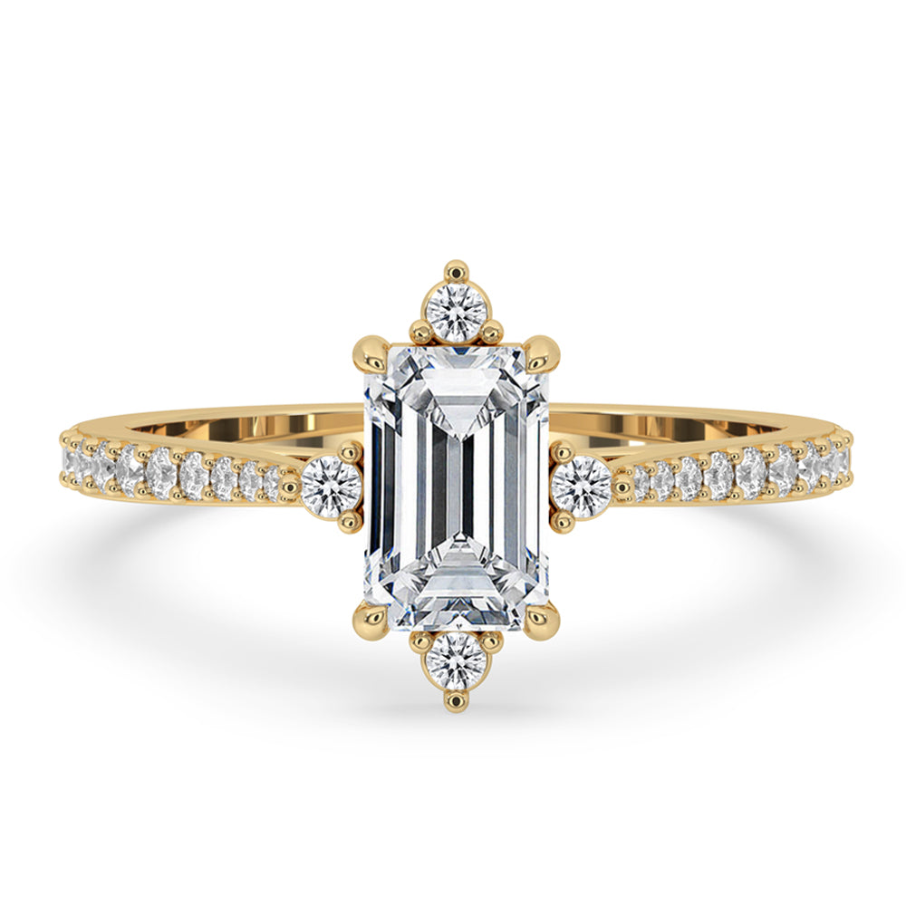 Emerald Cut Diamond Ring In Yellow Gold