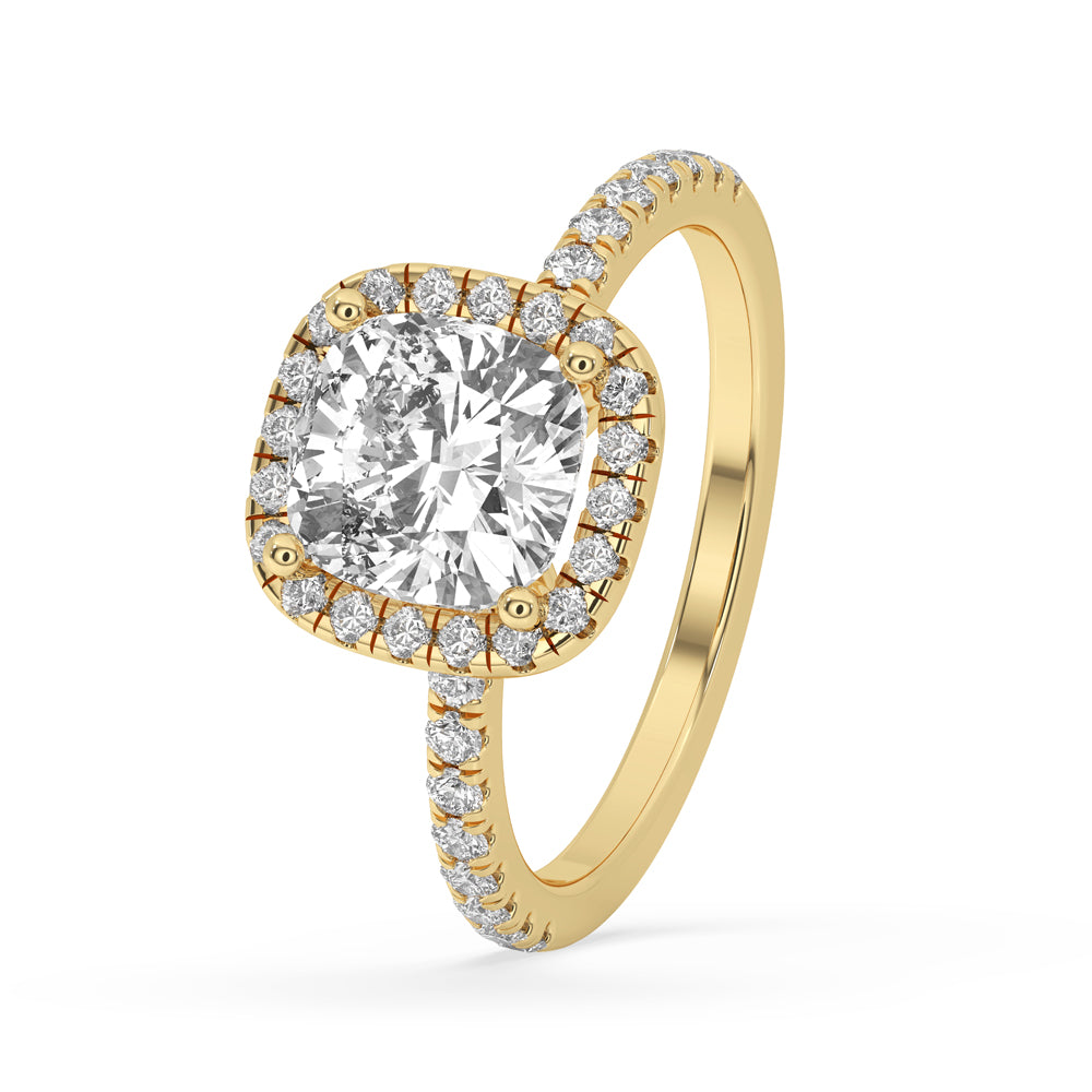 Halo Pave Engagement Ring In Yellow Gold