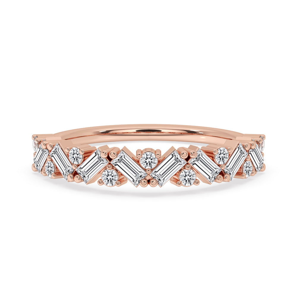 Baguette Diamond Wedding Band - Zig Zag Band