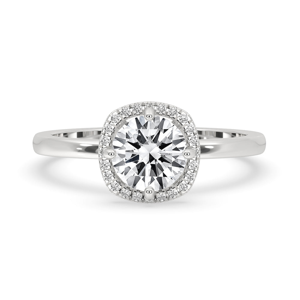 Round Cut with Halo Engagement Ring