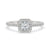 Princess cut halo ring with pave diamond band, featuring a stunning Lab Grown Diamond and IGI certified craftsmanship in a 4 prong setting.
