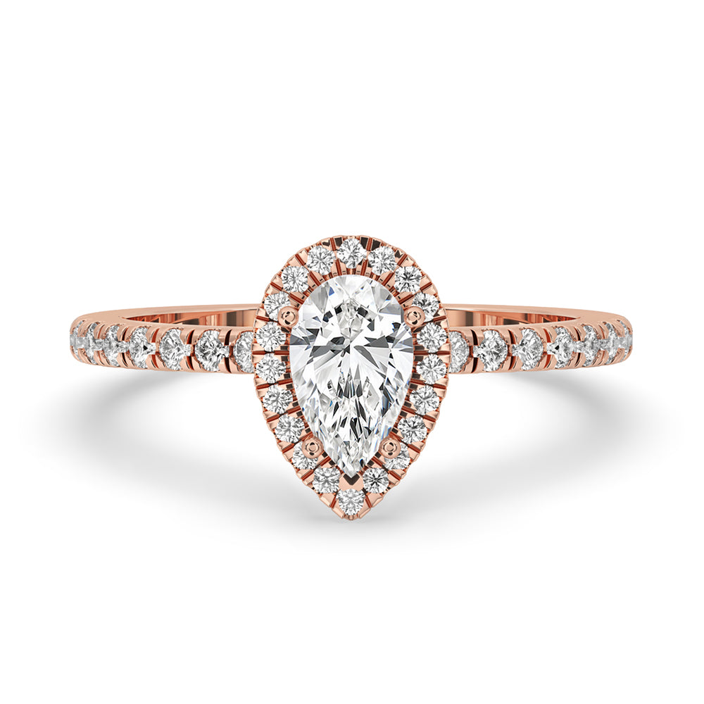 Pear Shaped Classic Halo Diamond Engagement Ring