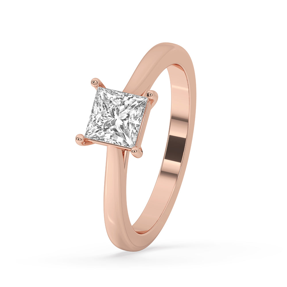 Rose Gold Tapered Shank Engagement Ring