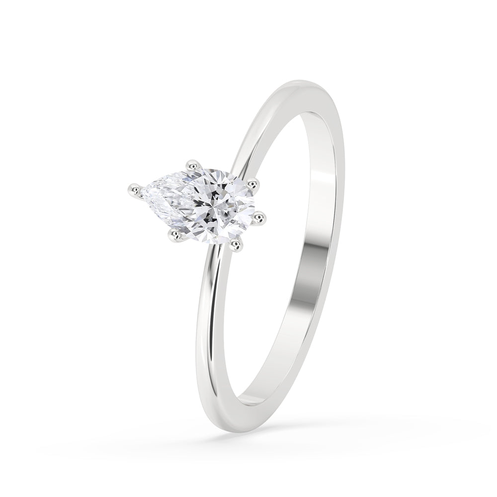 Pear Cut Lab Grown Diamond Solitaire Engagement Ring