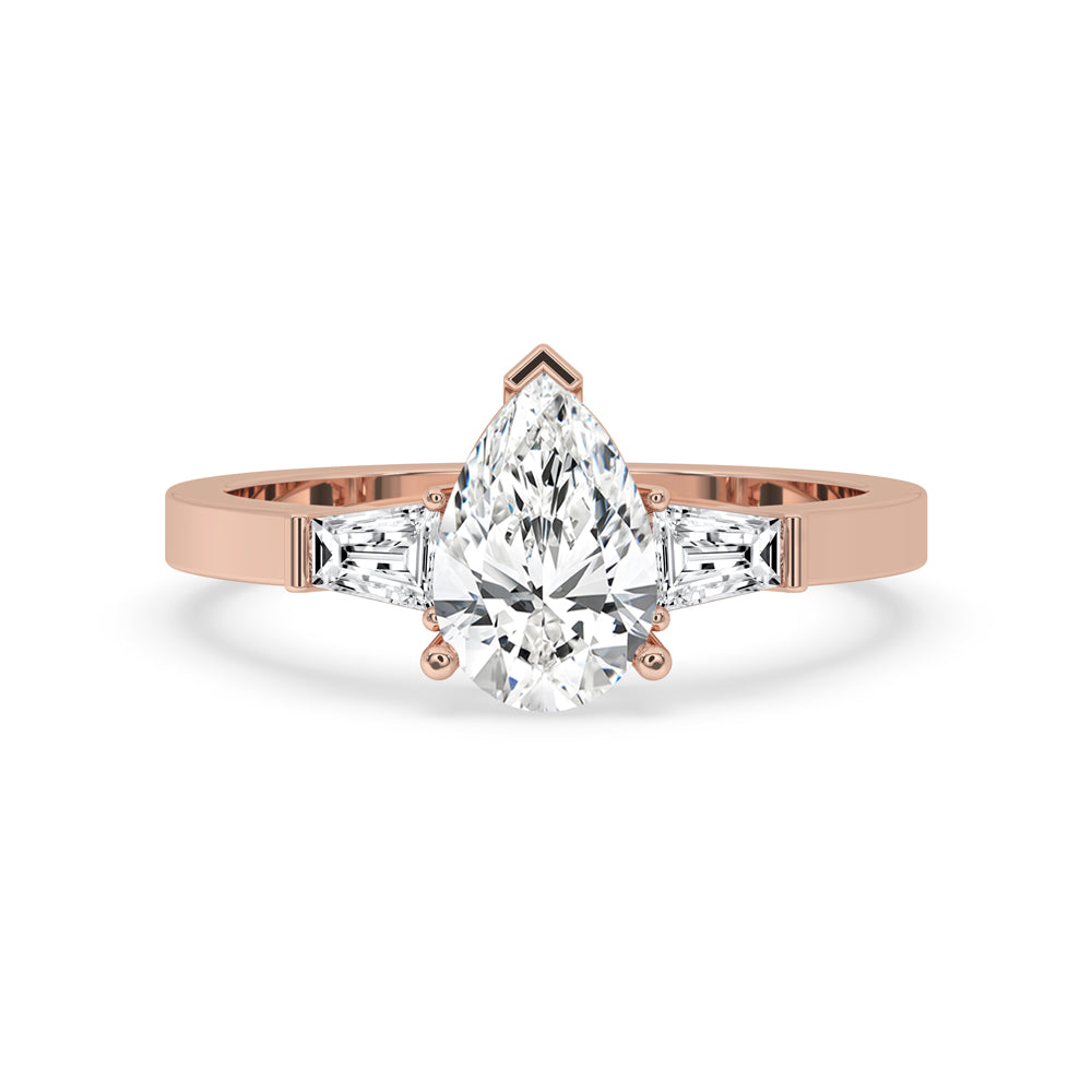 Classic Three Stone Pear Engagement Ring