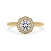 Halo Round Diamond Engagement Ring In Yellow Gold