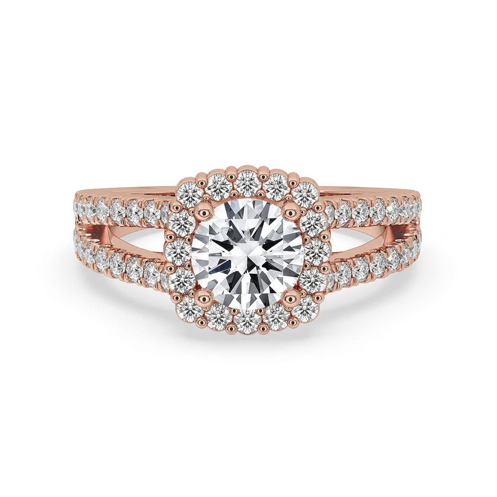 Round Cut Split Shank Engagement Ring