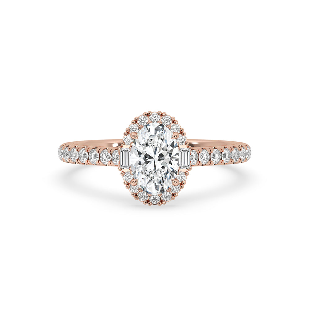 Classic Oval Engagement Ring With Halo In Rose Gold