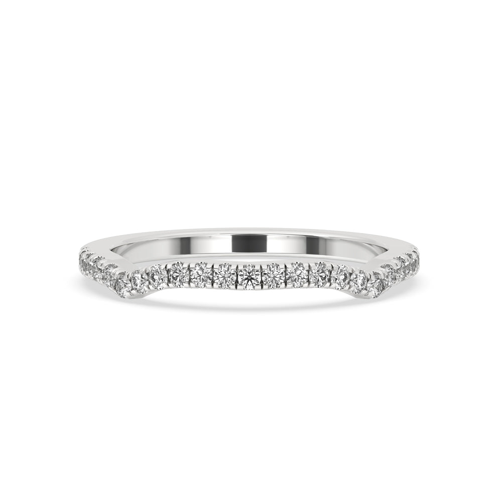 A sleek white gold band featuring a minimalist and elegant design.
