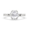 Elegant rose cut diamond ring set in white gold
