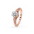 Vintage diamond engagement ring crafted in rose gold with intricate milgrain detailing and a unique bridge setting.