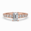 Emerald Cut Diamond Ring with pave diamonds and claw prongs, perfect for timeless elegance and sophistication.
