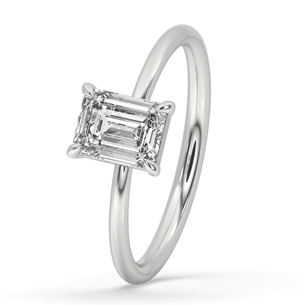 Emerald Cut Diamond Solitaire Engagement Ring