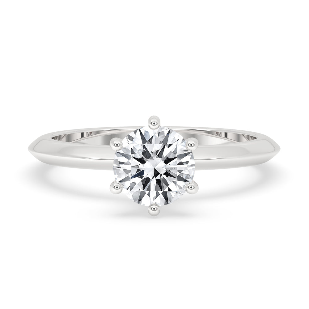 Six Prong Engagement Ring With Knife Edge Band