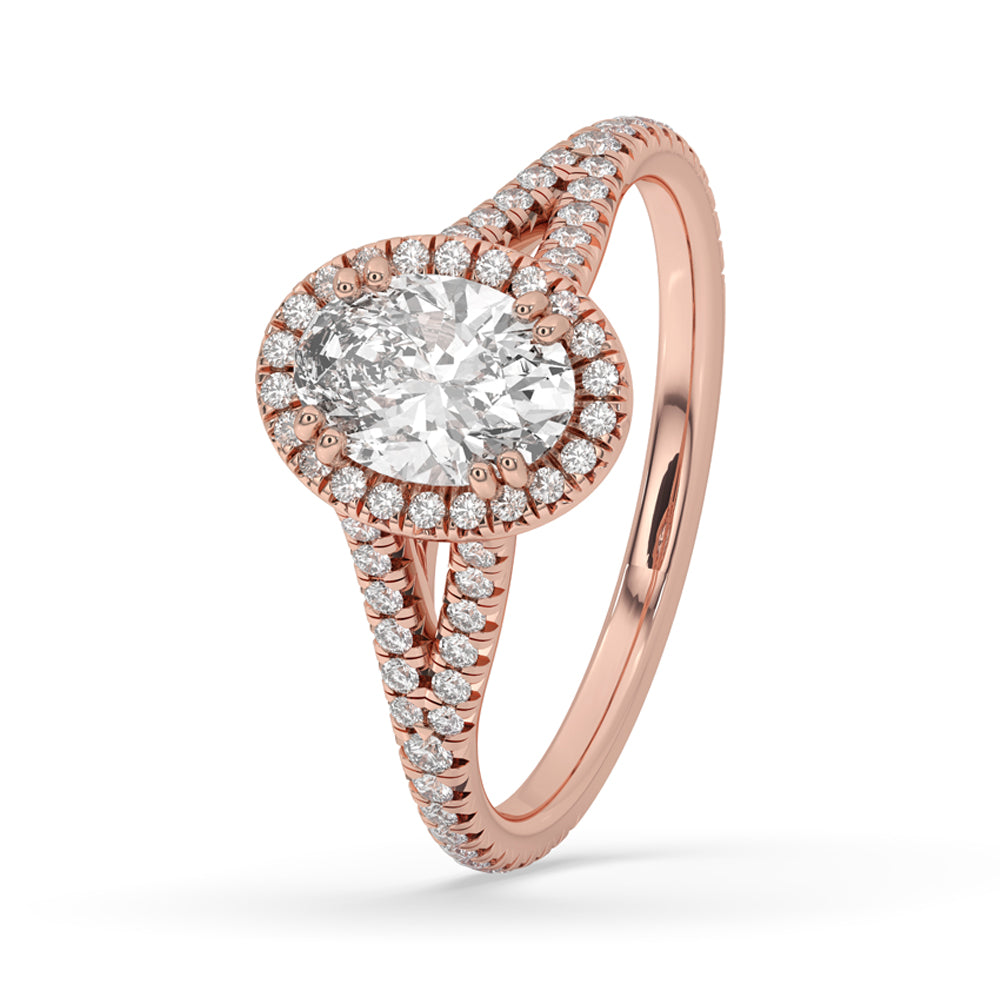 Split Shank Oval Engagement Ring In Rose Gold