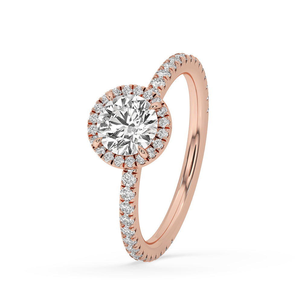 Round Lab Grown Diamond Halo Engagement Ring