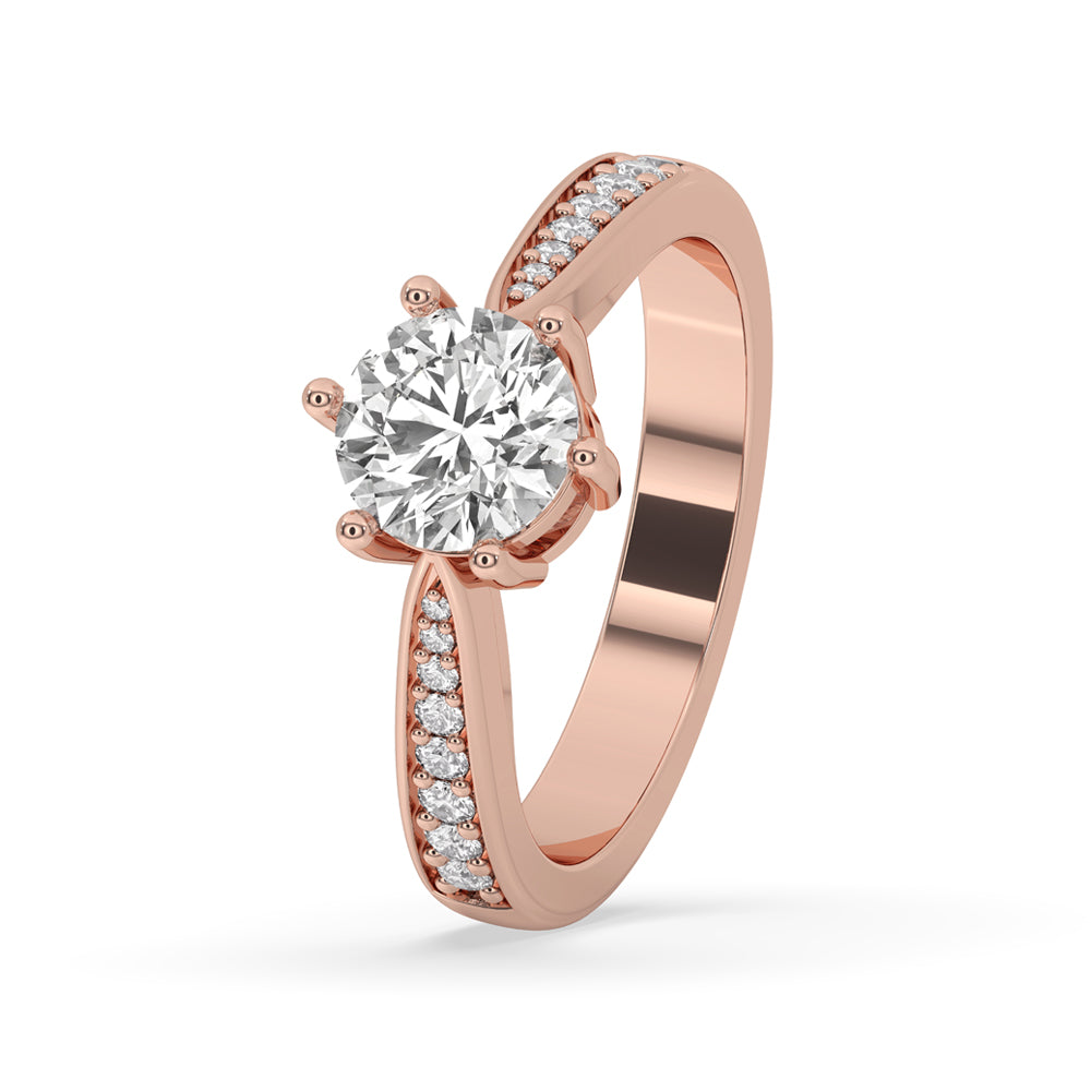 6 Prong Engagement Ring With Tapered Shank