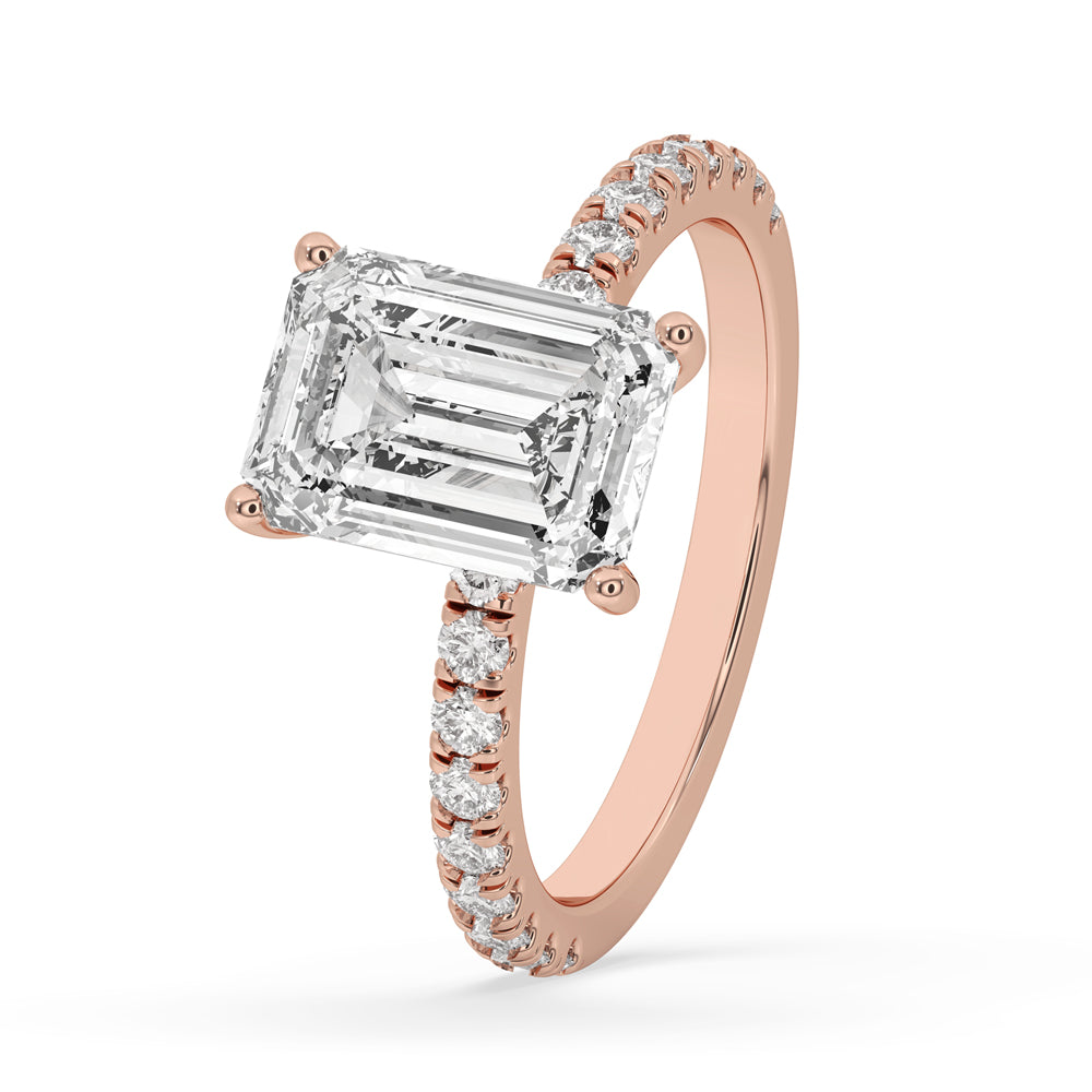 Rose Gold Emerald Cut Engagement Ring