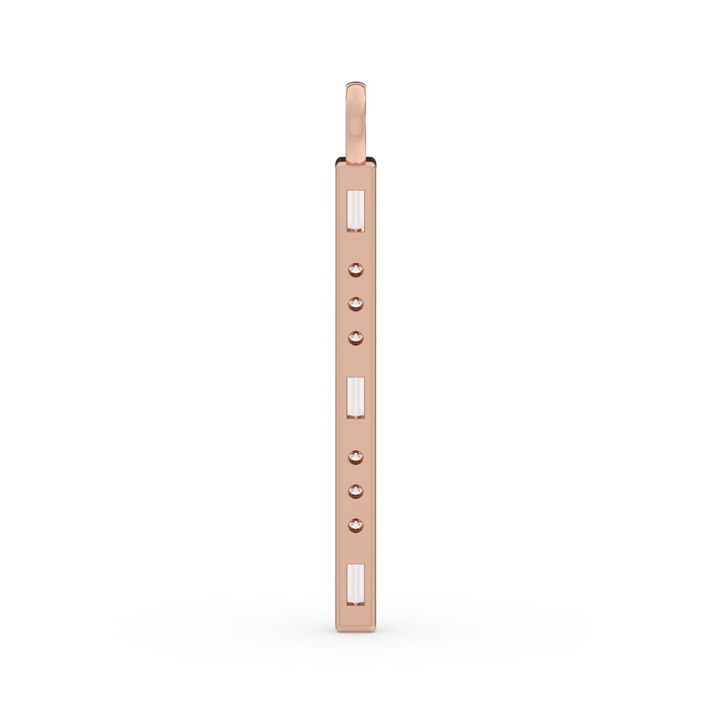 Diamond Bar Pendant In Rose Gold