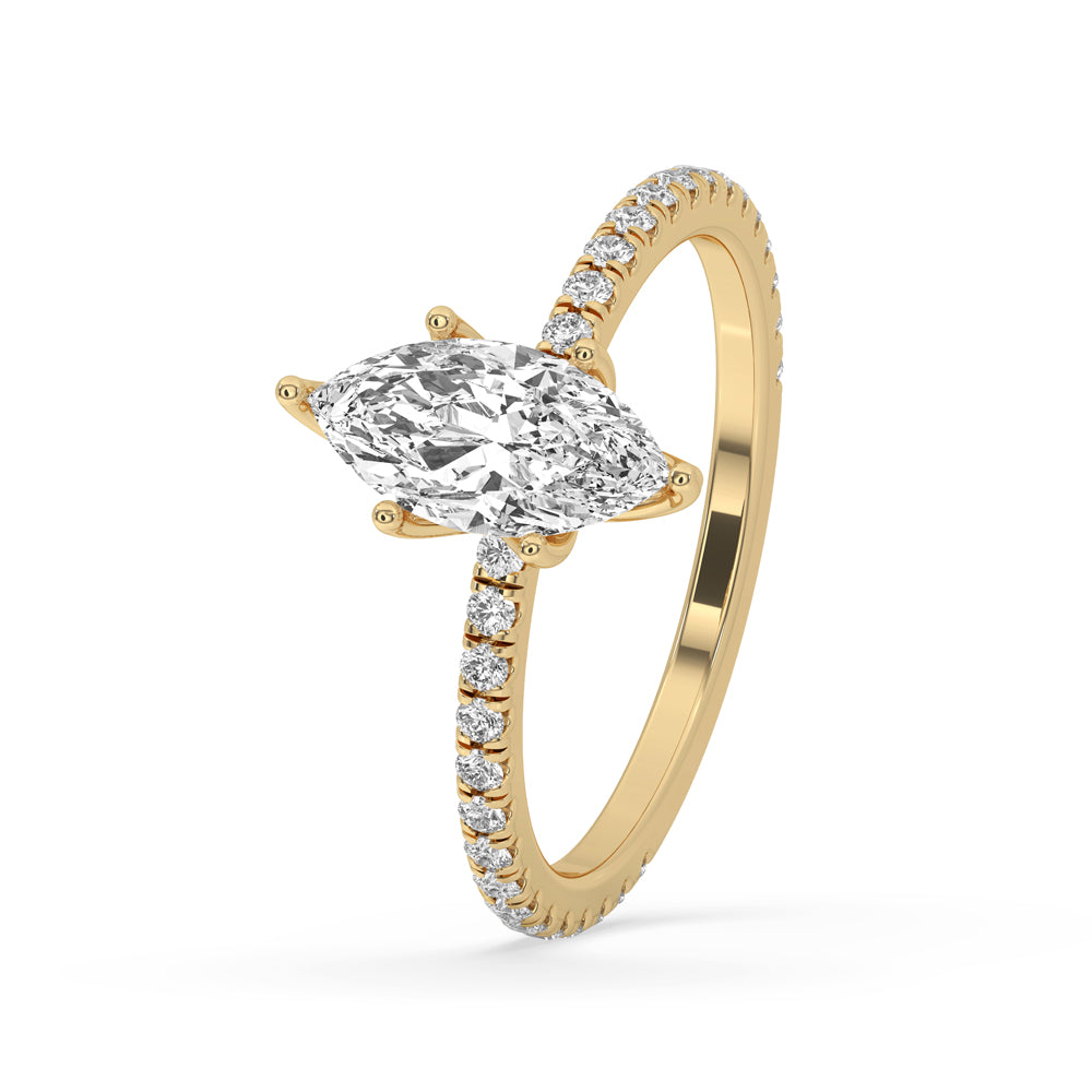 Marquise Cut Pave Diamond Engagement Ring