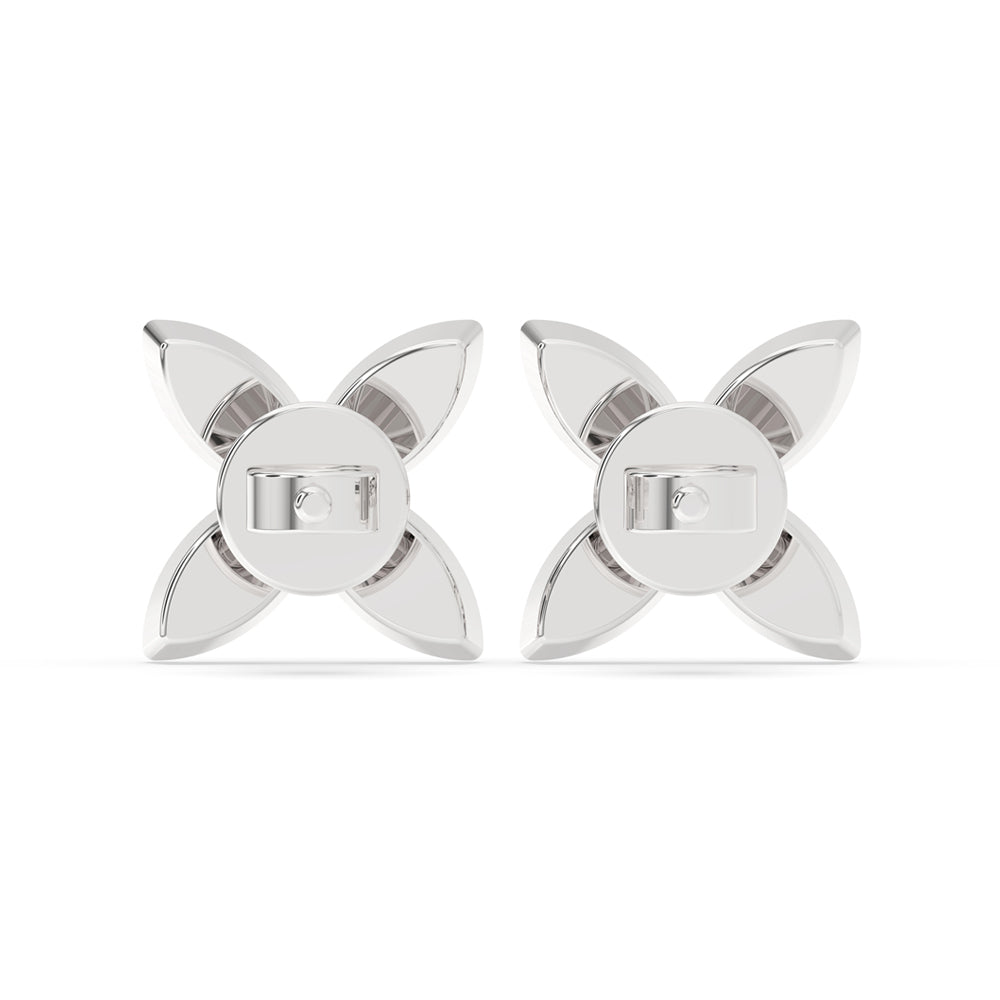 White Gold Flower Stud Earrings