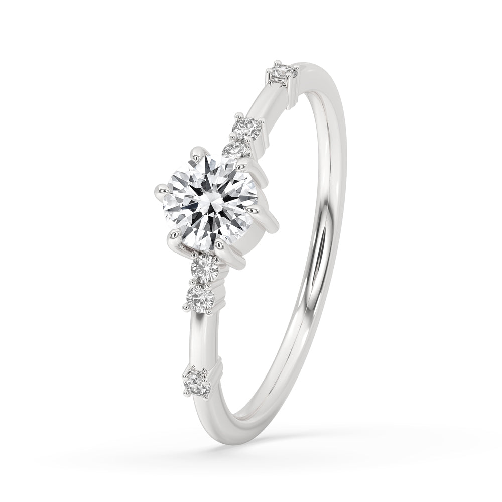 Round Cut Diamond Ring in white gold, showcasing a stunning claw prongs design with Lab Grown Diamond.