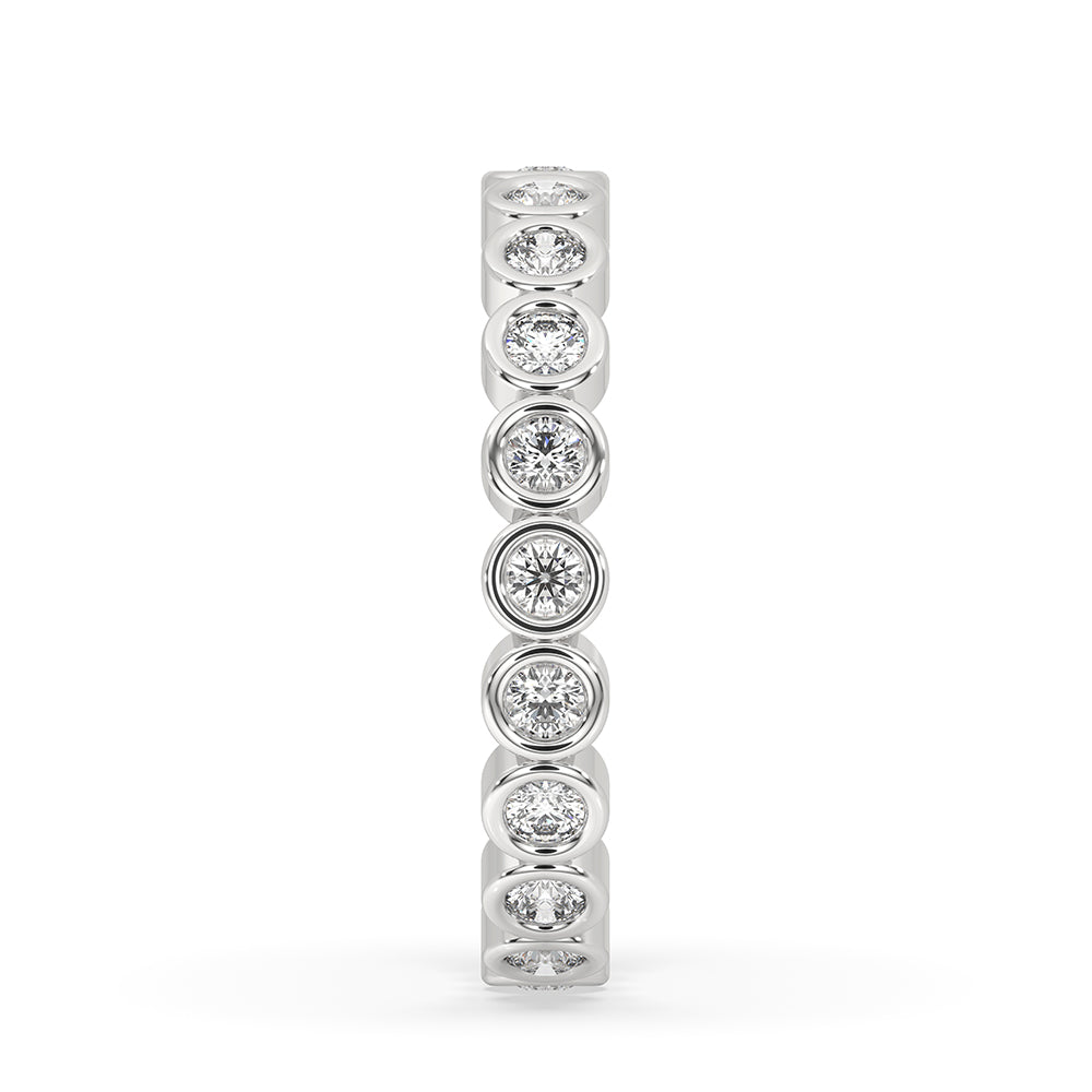 Round diamond eternity band set in a beautiful gold eternity band.
