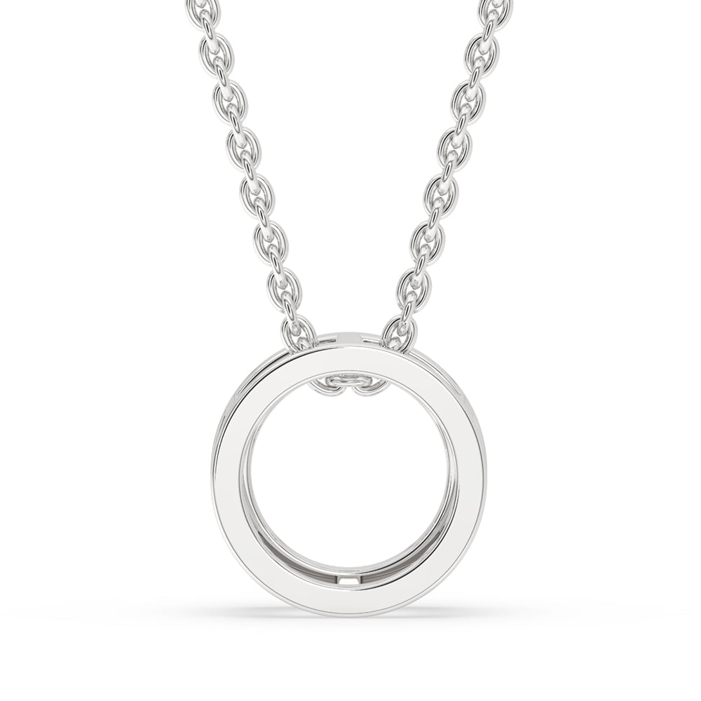 Classic round diamond pendant featuring a timeless design.
