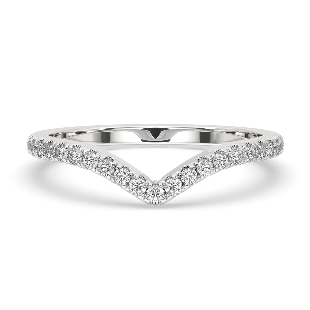 Chevron wedding band with intricate design and elegance.
