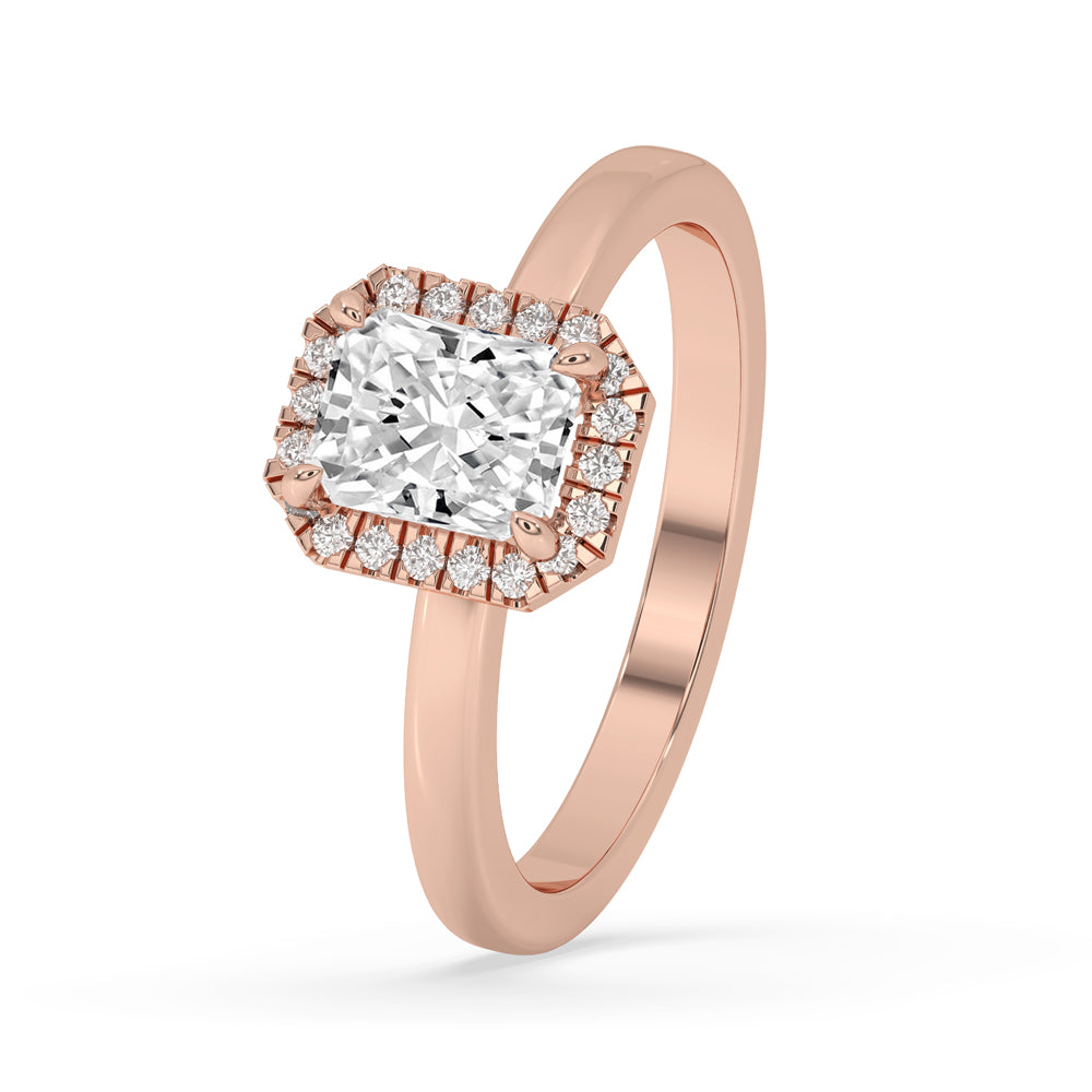 Radiant cut diamond ring in elegant prong setting
