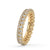 Round diamond wedding band featuring a beautiful yellow gold band.
