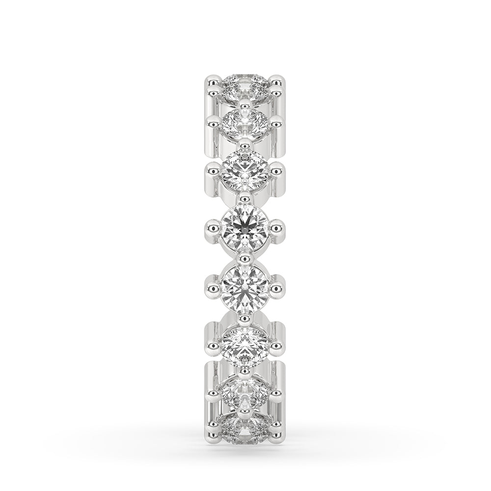 Round diamond eternity band with round diamonds for a classic look.
