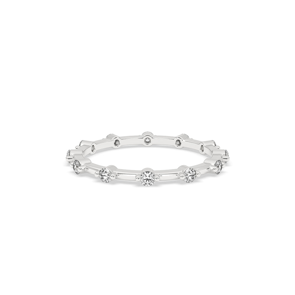 Round diamond band featuring a stunning round diamond wedding band design.
