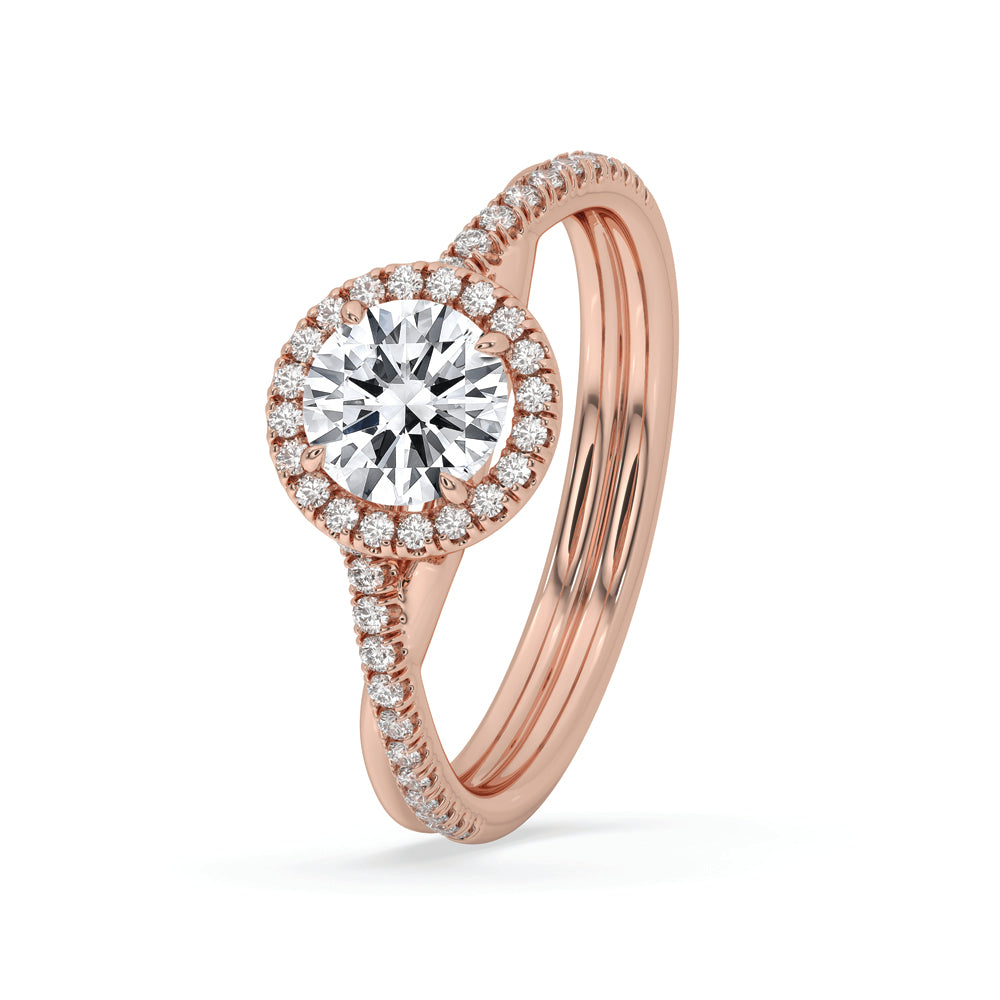 Twisted diamond ring showcasing a modern style with sparkling diamonds set in an elegant twisted band.