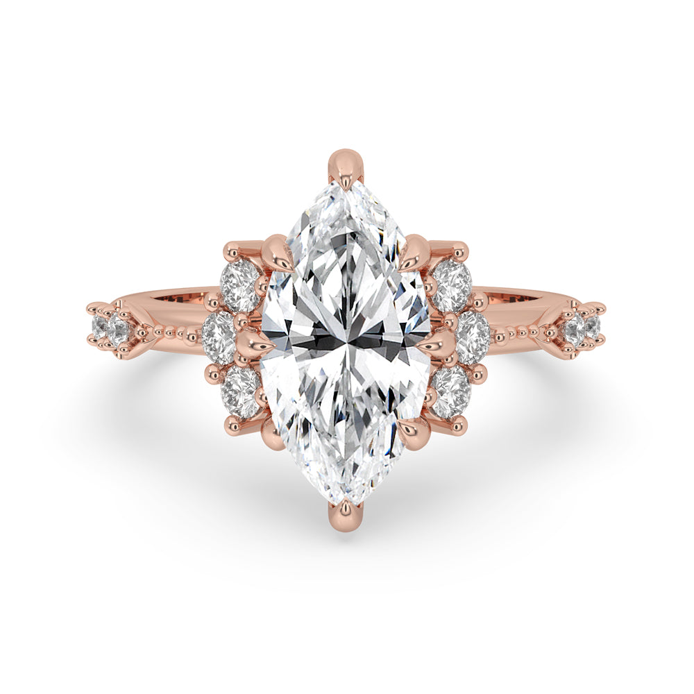 Marquise engagement ring with intricate design for a timeless look.