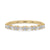 Elegant baguette and round diamond band in yellow gold.