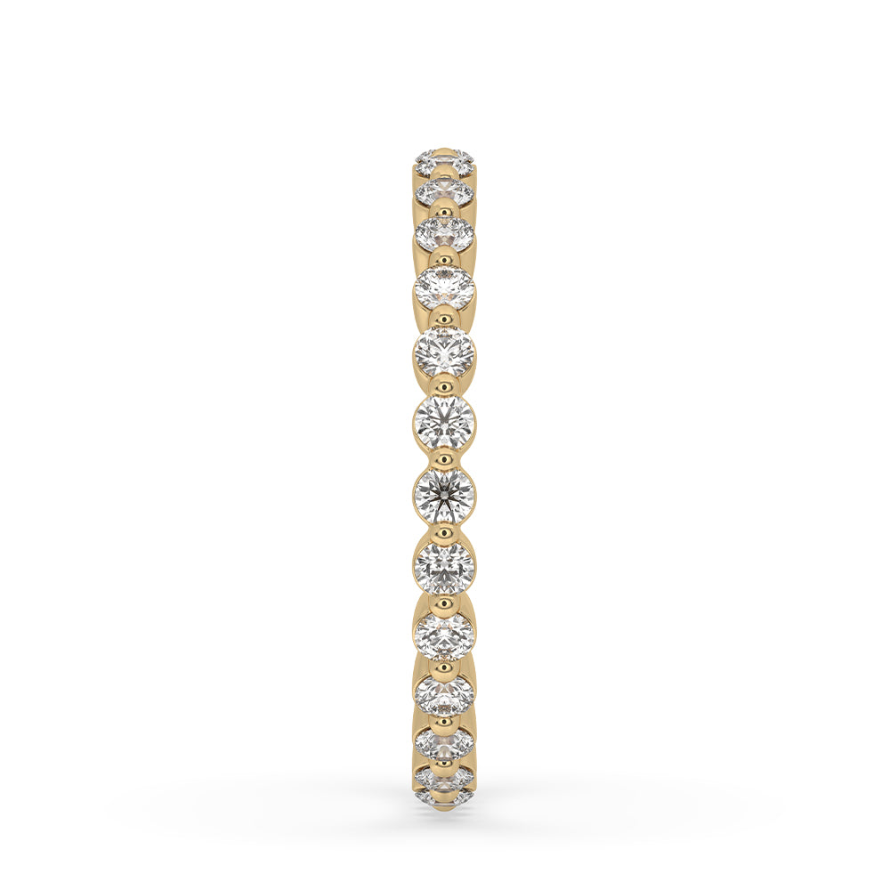 Yellow Gold Eternity Band with Shared Prong Setting.