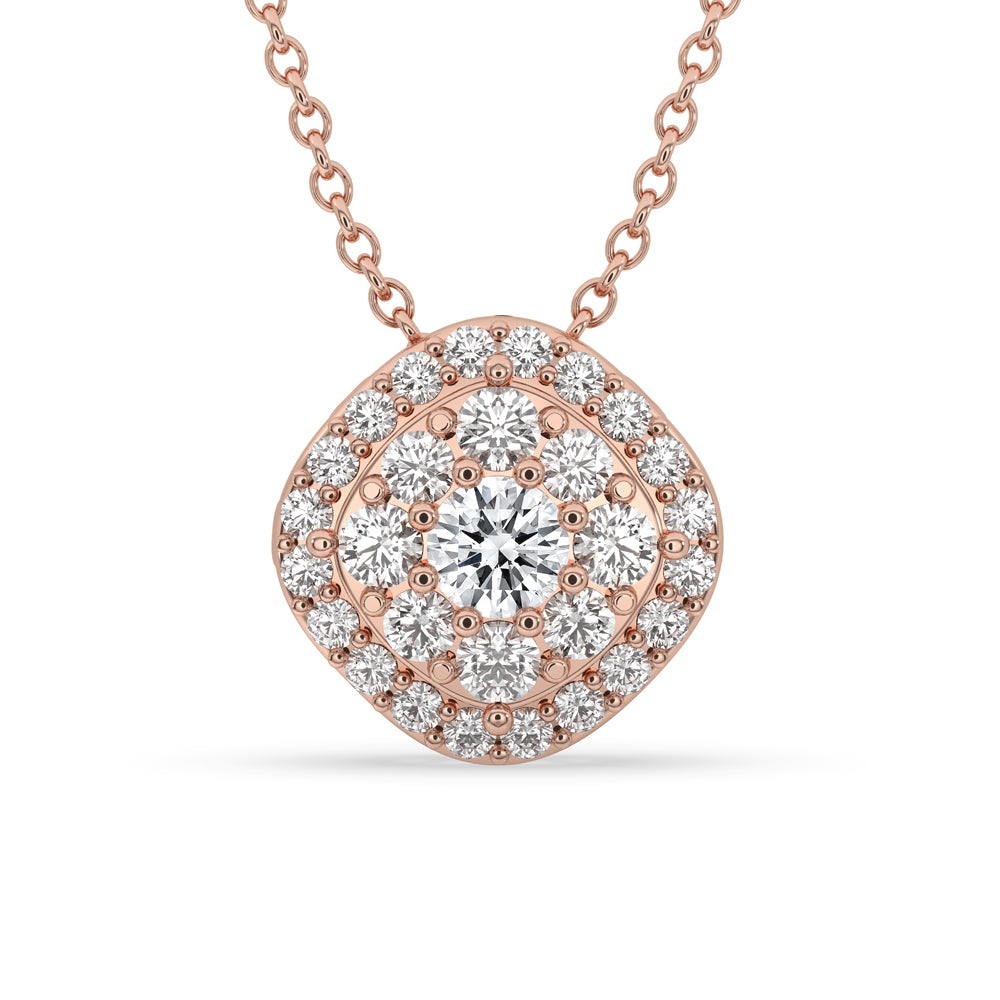 Rose gold pendant featuring a round pendant necklace design for elegance.
