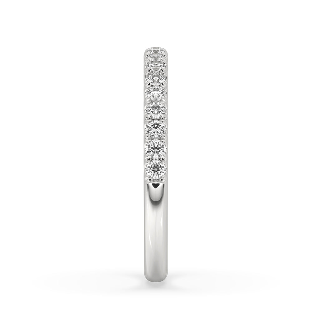 Wedding ring band white gold featuring a stunning round diamond.
