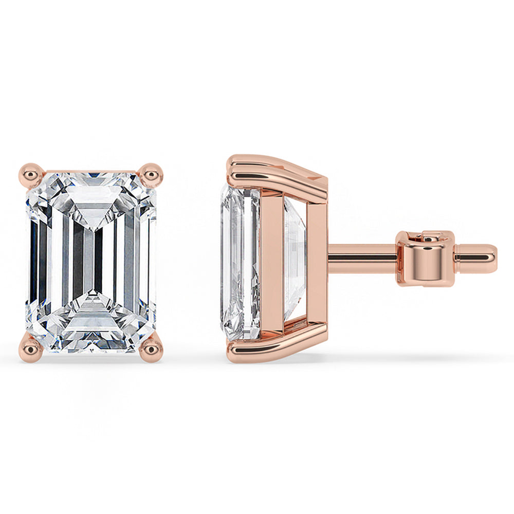 Emerald cut diamond earrings in igi certified quality, perfect for special occasions.