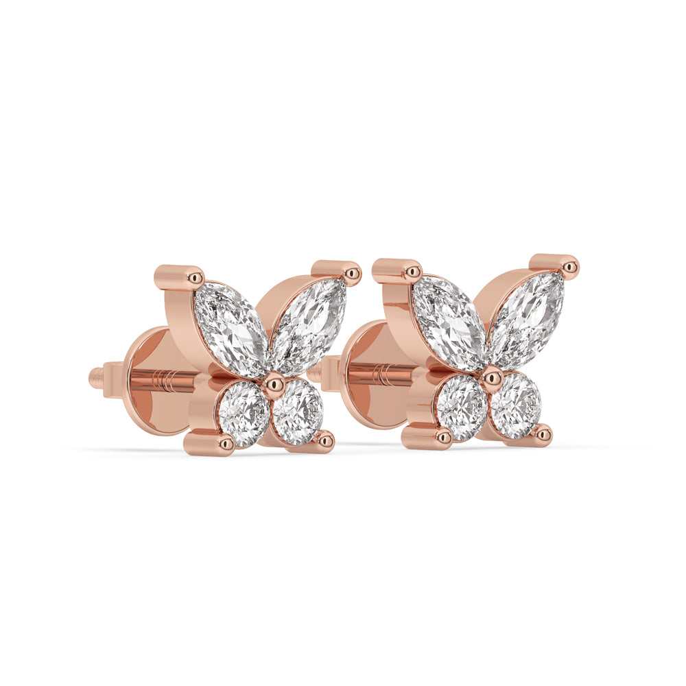 Butterfly Stud Earrings In Rose Gold