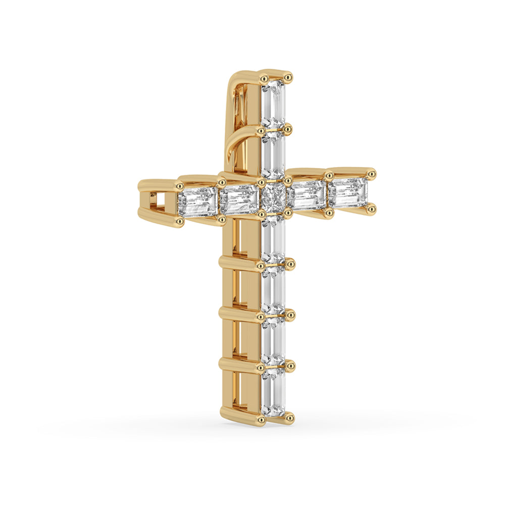 Channel set diamond cross pendant crafted with precision, perfect for any occasion.
